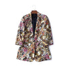 Flower Printing Blazer Feminino Women Slim Fit Long  Vintag Suit Jacket Floral Coat Outerwear