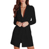 2022 Top Fashion Ladies Slim Belted Deep V Neck Suit Dress Quality Long Sleeve Suit jacket Womens Blazer