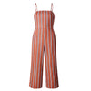 Girl Red Striped Off Shoulder Jumpsuits Women Summer Beach Sexy Strap Long Rompers Lady Playsuits Backless Bow Overalls
