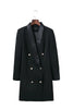 High Quality New Fashion Designer Blazer V Neck Jacket Women's Double Breasted Buttons Black Long Blazer Female Jackets