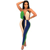 High Street Low-cut Stripe Jumpsuit Romper Women Sexy Backless Mid-waist Playsuit Body Female Fashion Summer Beach Overalls