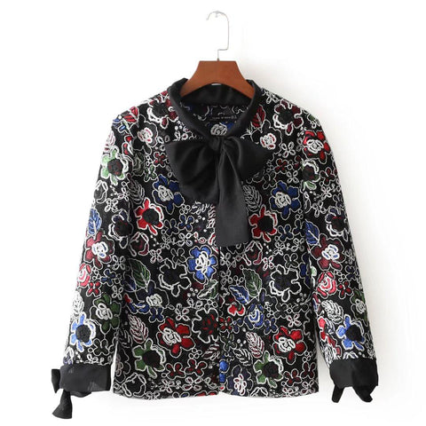 Jacket Women Fashion Colored Floral Embroidery Blazer Feminino Vintage Autumn Coat Suits