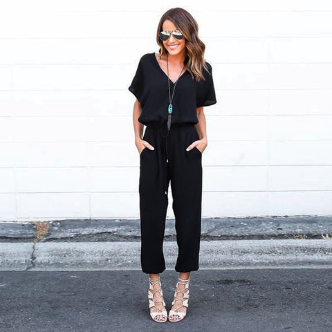 2022 Jumpsuit Women Chiffon Short Sleeve Clubwear Playsuit Bodycon Party Jumpsuit Romper combinaison femme