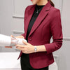 Ladies Blazers Single Button Suit Jackets Fashion Elegant  Slim Wine Red Blue Blazers Feminina Long Sleeve Coat