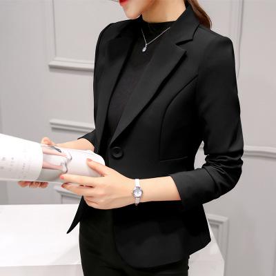 Ladies Blazers Single Button Suit Jackets Fashion Elegant  Slim Wine Red Blue Blazers Feminina Long Sleeve Coat