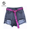 Ladies Summer Denim Holes Ripped High Waist Irregular Shorts With Belt New Arrival Women Casual Sexy Hots Sales B83916F