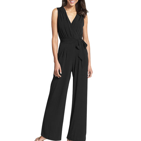 New 2022  exy Jumpsuits Elegant Female Sleeveless V-Neck Piece Pants Women's Jumpsuits Solid Color White Black Blue