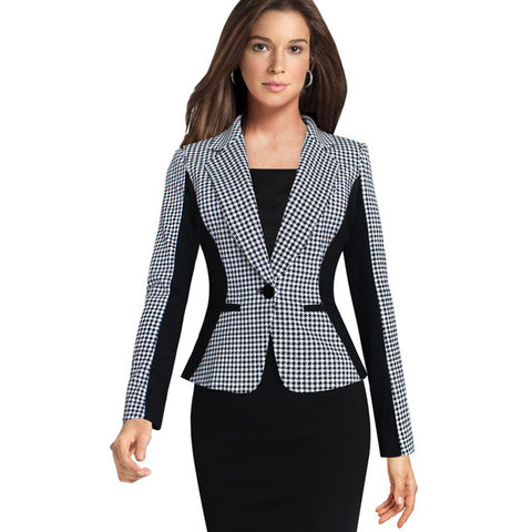 New Arrival Women Long Sleeve Notched Style Blazer Suits Office Casual  Plaid Color Clothing Female Blazer Single Breasted