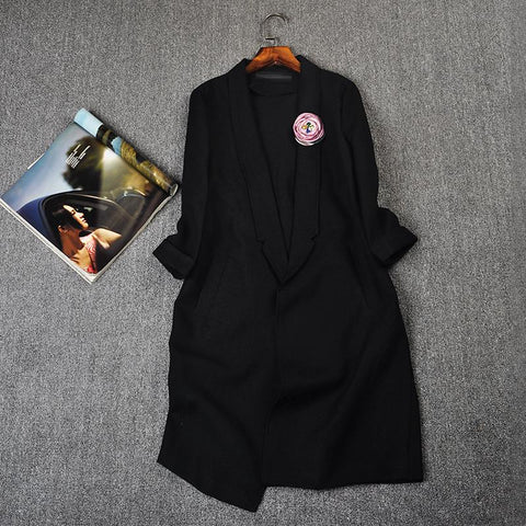 New Arrivals Summer Three Quarter sleeve Long Solid fashion casual Notched collar Pockets women Blazers plus size M-4XL