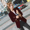New England Style Metal Double Breasted Women  Small Pleuche Slim Autumn Jacket Long Sleeve Solid Color  Velvet Blazer