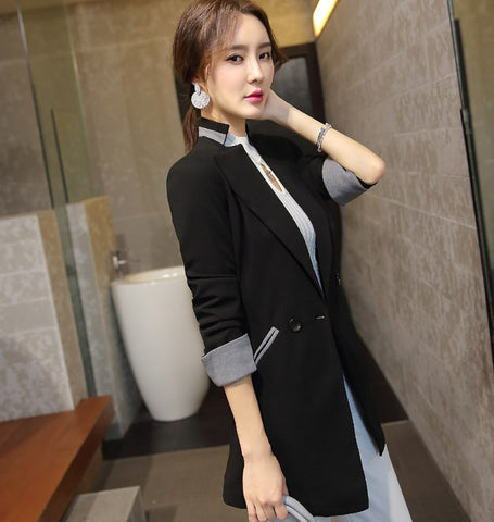 New Fashion Women Blazers And Jackets Spring Autumn Casual Double Breasted Long Sleeve Women Suits Solid Female Jacket