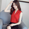 New Fashion Women Chiffon Blouses Ladies Tops Female Sleeveless Shirt Blusas Femininas White,Red S -2XL Plus Size