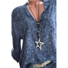 New Fashion Women Plus Size Print Long Sleeve Polka Dot Button Blouse Pullover Chiffon Tops Shirt V neck