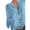 New Fashion Women Plus Size Print Long Sleeve Polka Dot Button Blouse Pullover Chiffon Tops Shirt V neck
