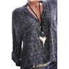 New Fashion Women Plus Size Print Long Sleeve Polka Dot Button Blouse Pullover Chiffon Tops Shirt V neck