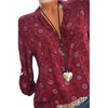 New Fashion Women Plus Size Print Long Sleeve Polka Dot Button Blouse Pullover Chiffon Tops Shirt V neck