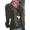 New Fashion Women Plus Size Print Long Sleeve Polka Dot Button Blouse Pullover Chiffon Tops Shirt V neck