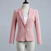 New Fashion Women Suits Jacket Casual Long Sleeeve Single Button Notched Office Work Ladies Blazer Feminino Outwear