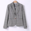 New Gray Plaid Office Lady Blazer Jacket Fashion Single Button Suit Jacket Women Elegant Work Blazers Plus Size Talever