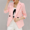 New Ladies Blazers Fashion double Button Blazer Women Suit Jacket Green/Pink Blazer Female Blazer Femme coat women	ZY2735