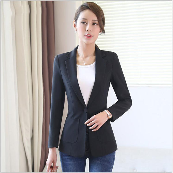 New Office Lady Women Spring Autumn Medium-Long  Blazers Female Plus Size 3XL Notched Single Button Slim Blazers CQ1151