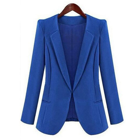 New Plus Size Womens Business Suits Spring Autumn Solid color women Blazer Jackets Short Slim long-sleeve Blazer Women Suit