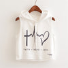 New Punk Rock Summer T Shirt Women Black Sleeveless Cotton Hoodie Letter Print Loose Crop Tops Ladies Tees Plus Size