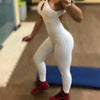 New Sexy Full Bandage Sporting Bodysuit Sexy Sleeveless Solid White Bodysuit Backless Fitness Women Jumpsuit