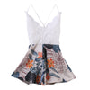 Sexy print lace summer dress Strap deep v neck high waist beach dresses women slit backless  dress