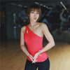 New Single Shoulder Tank Tops Women Sexy Contrast Color New Fashion Fitness Singlet Vest Wicking Clothes For Women