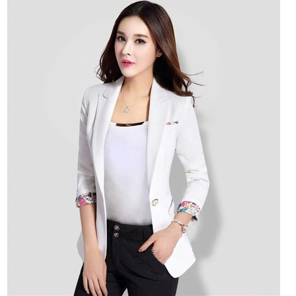2022 New Spring Autumn White Small Blazer Fashion Slim Long Sleeve Black Female Blazers Jackets Plus Size Office Women Suit 5XL