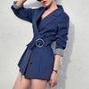 2022 New Spring Autumn Women Black Striped Office Lady Blazer Long Sleeve Jackets Business Blazers Suit Casaco Feminino LX97