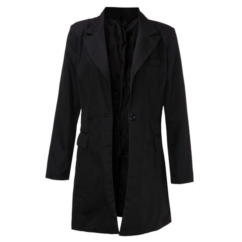 2022 New Spring Outwear Women Jacket Fashion Lapel Collar Long Sleeve Single Button Elegant Black Work Long Coat feminino