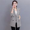2022 New Spring Spring Autumn Female Blazers Plaid Double Breasted Slim Suits Jackets Long Woman Blazers Coats