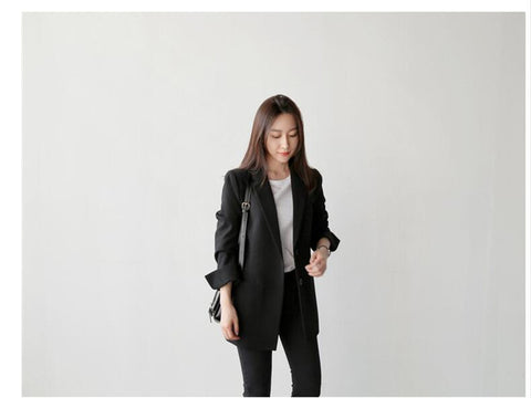 New Spring Women's Suit Blazer Slim Brand Fashion Blazer Temperament And Long Sections Slim Waist Small Suit Jacket  A3011