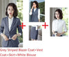 2022 Styles Uniform Designs Formal Business Suits With 4 Piece Blazer and Skirt and Vest Coat & Waistcoat and Blouses Sets
