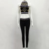 New Summer Bandage Jumpsuit Women Celebrity Party Black Sleeveless Off Shoulder 2 Two Piece Set Beading Sexy Bodysuit Women