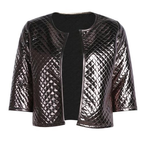 New Women Blazer Women Spring Summer Lozenge Women Gold Sequins Blazer Jackets Three Quater Sleeve Coats Outwears S-2XL ~~
