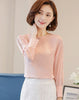 New Women Blouses Shirt Hollow Out Lace Blouse Tops For Shirt Geometry Casual For Work Blusas White Pink 9/10 Sleeve S-3XL