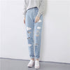 New Women Jeans Cloud Print Ripped Jeans Cotton Slim Vintage High Waist Denim Jeans For Women J002