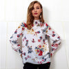 New Women Ladies Fall Fashion Turtleneck Long Sleeve Chiffon Ruffled Blouse Flower Print Shirt Tops Warm