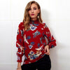 New Women Ladies Fall Fashion Turtleneck Long Sleeve Chiffon Ruffled Blouse Flower Print Shirt Tops Warm