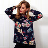 New Women Ladies Fall Fashion Turtleneck Long Sleeve Chiffon Ruffled Blouse Flower Print Shirt Tops Warm