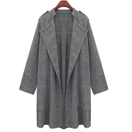 New Women Long Coat Breasted Gray Suit Loose Blazer Jacket Linen Suit Womens Plus Size Ladies Outerwear Women Suits Work