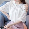 New Women Shirts Off Shoulder Tops Flowers Patchwork Blouse Female Shirt Ladies Fashion Summer Lantern Sleeve Blusas Mujer