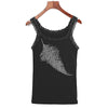 2022 New Women's Lace Tanks & Camis Fashion Ladies Feather Rhinestone Crop Top Tee Casual Summer Sleeveless Vest Tank Top Womens