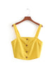 2022 New Women vintage candy color linen sling tee shirt spaghetti strap buttons camis tank ladies summer vest sling tops LS2335