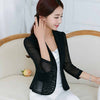 New summer Chiffon Thin Loose Womens Blazer Turn Down Collar Solid Cardigan Three Quarter Sleeve Feminino Blaser Tops