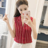 Office Work Wear Women Spring Summer Style Chiffon Blouses Shirts Lady Casual V-Neck Sleeveless Blusas Tops DF1719
