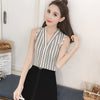 Office Work Wear Women Spring Summer Style Chiffon Blouses Shirts Lady Casual V-Neck Sleeveless Blusas Tops DF1719